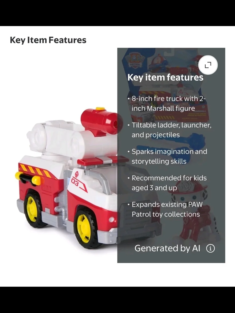 PAW Patrol Fire Rescue: Marshall's Rescue Fire Engine with Figure, Launcher & Ac